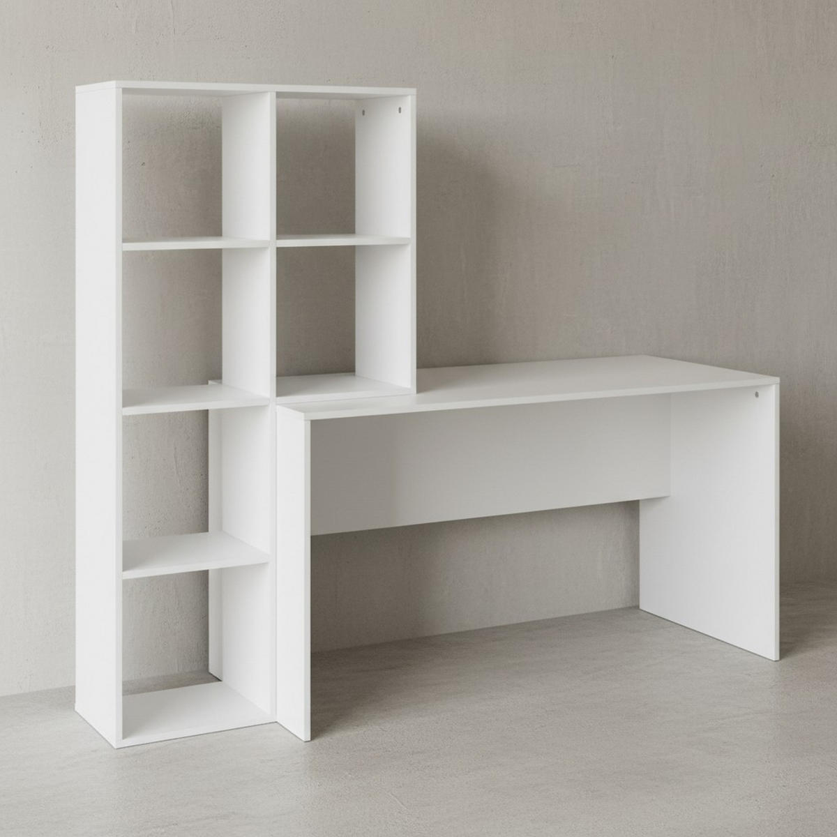 SCHREIBTISCH – mit Regal, groß, puristisches Design, Melaminharzbeschichtung - Weiß, Holz (59/170/144cm) - KADIMA DESIGN