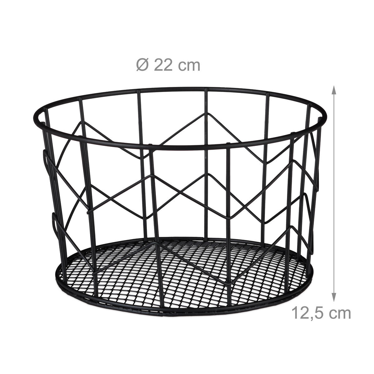 DRAHTKORB - Schwarz, Metall (22/12.5/22cm) - Relaxdays