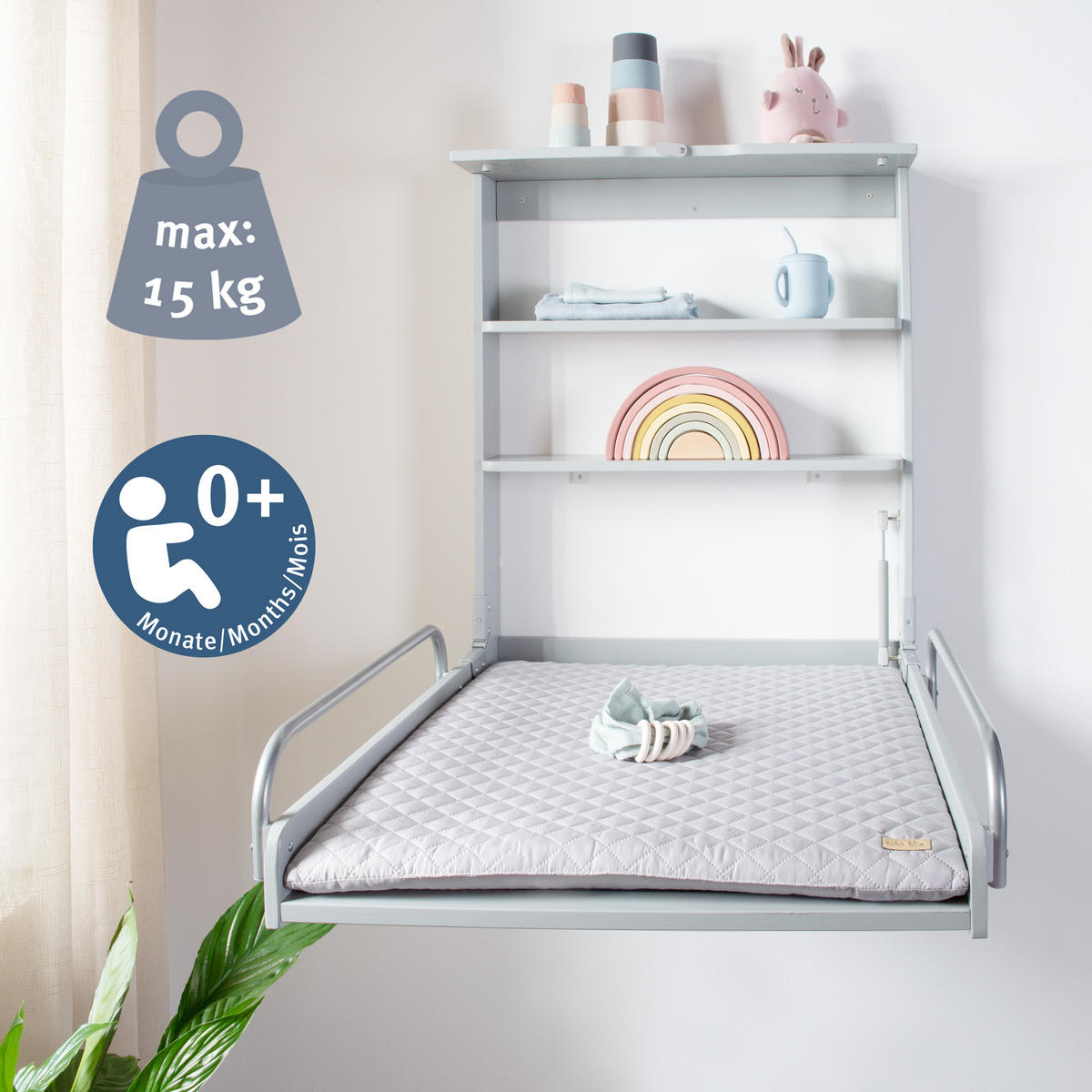 WANDWICKELREGAL roba Style grau - Taupe, Holzwerkstoff (66.5/78/76.5cm) - Roba