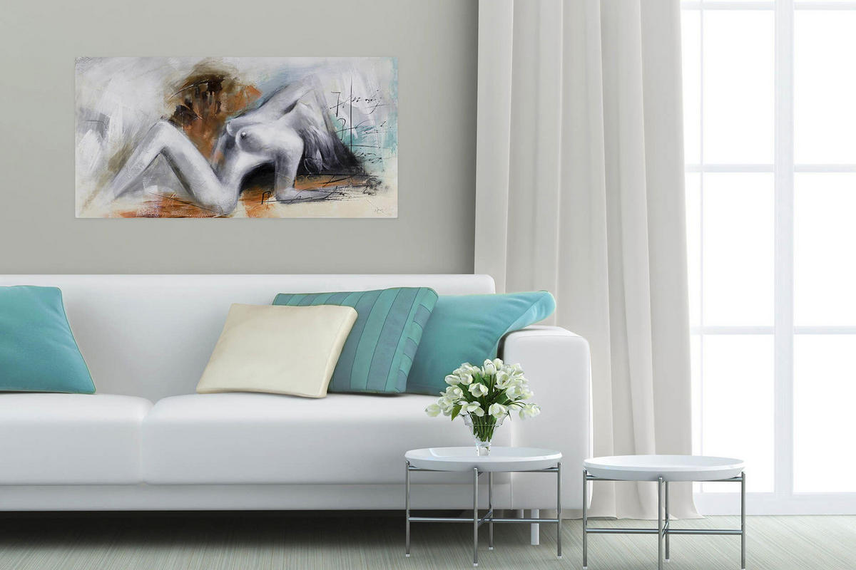 ÖLGEMÄLDE 120/60 cm - Braun/Grau, Holz/Textil (120/60cm) - KUNSTLOFT
