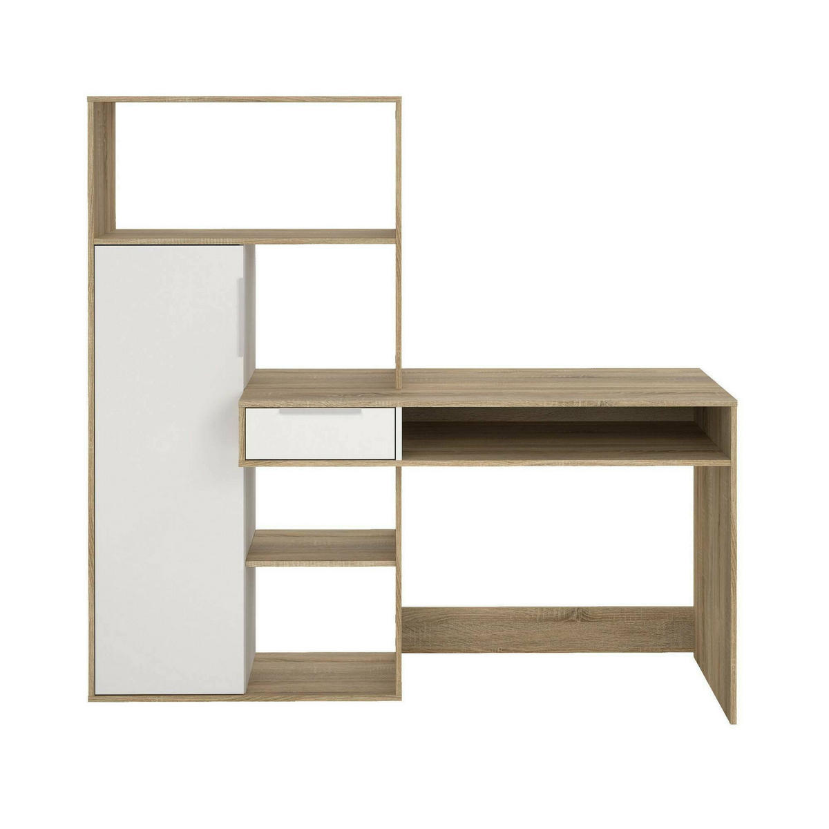 SCHREIBTISCH Eiche, Weiß 60.35/162.8/155.4 cm - Weiß, Holzwerkstoff (60.35/162.8/155.4cm) - DMORA