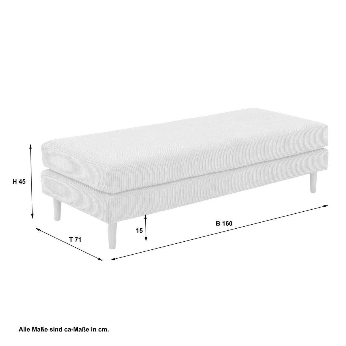 HOCKERBANK Kaylynn Cordstoff silber - Silberfarben, Kunststoff (170/45/71cm) - 58aufmkessel