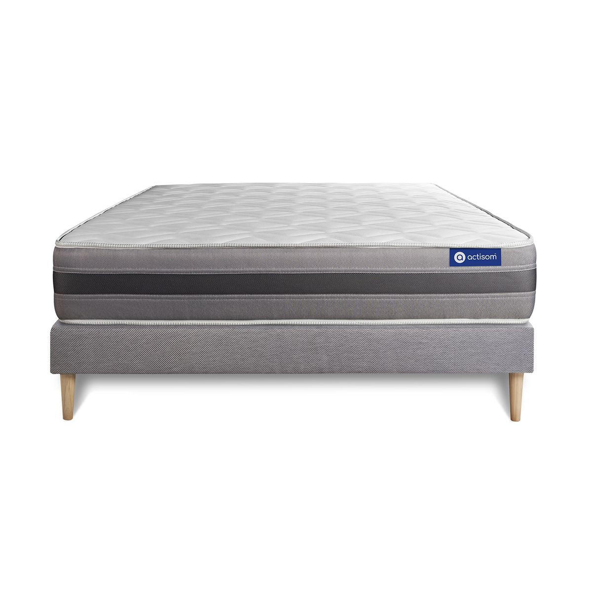 BETT Actimemo relax Memory-Schaum 150 x 200 cm h2 - Kit Bettgestell Grau - Beige/Grau, Karton/Holz (150/200cm) - ACTISOM