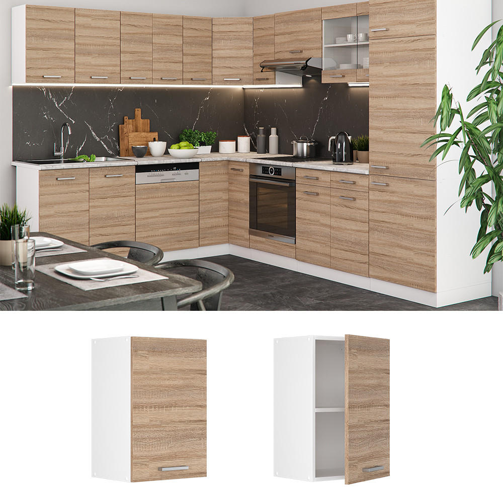 HÄNGESCHRANK R-Line Sonoma 40 cm - Weiß/Sonoma Eiche, Holzwerkstoff (40/60/31cm) - Vicco
