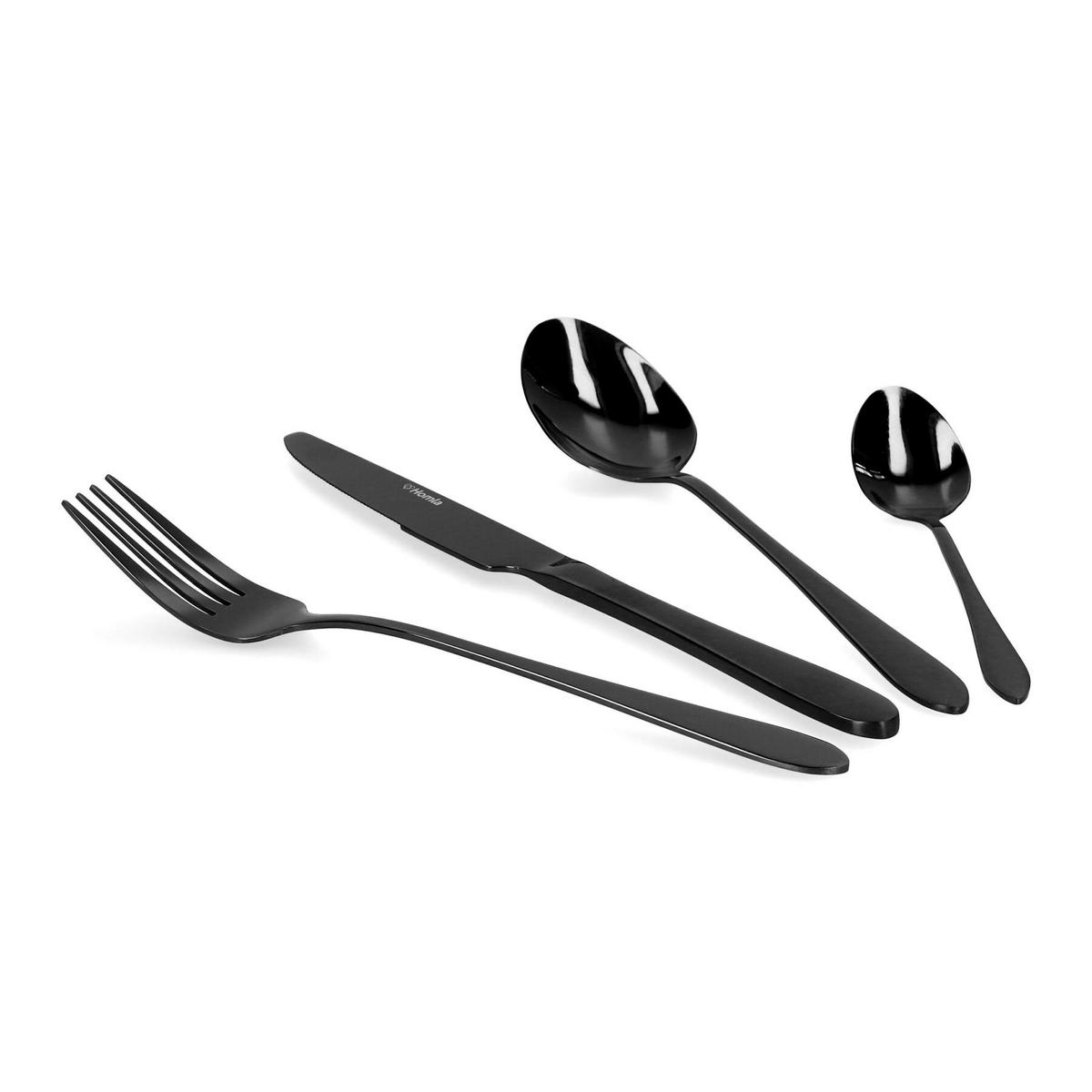 BESTECKSET Abele schwarz 16-tlg. 2er-Set - Schwarz, Metall - Homla