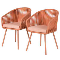 GARTENSTUHL - Stahl / Polyester - 2er-Set - Rosa, Textil/Metall (56/79/62cm) - home24