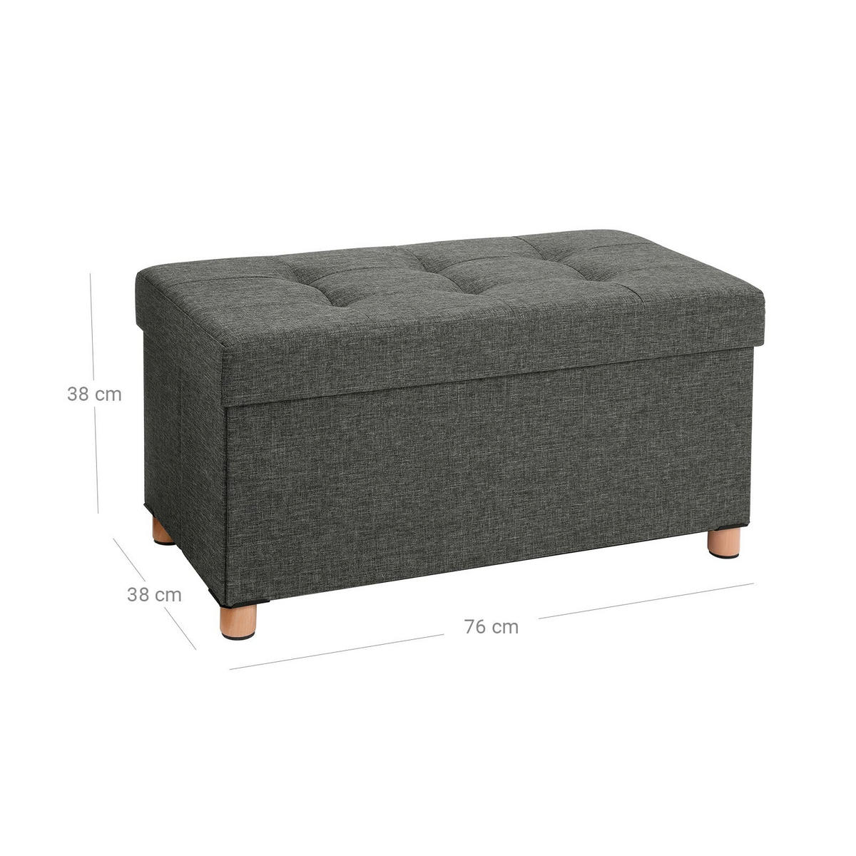 SITZTRUHE SITZBANK - Grau, Holzwerkstoff (38/40/76cm) - Hansiro