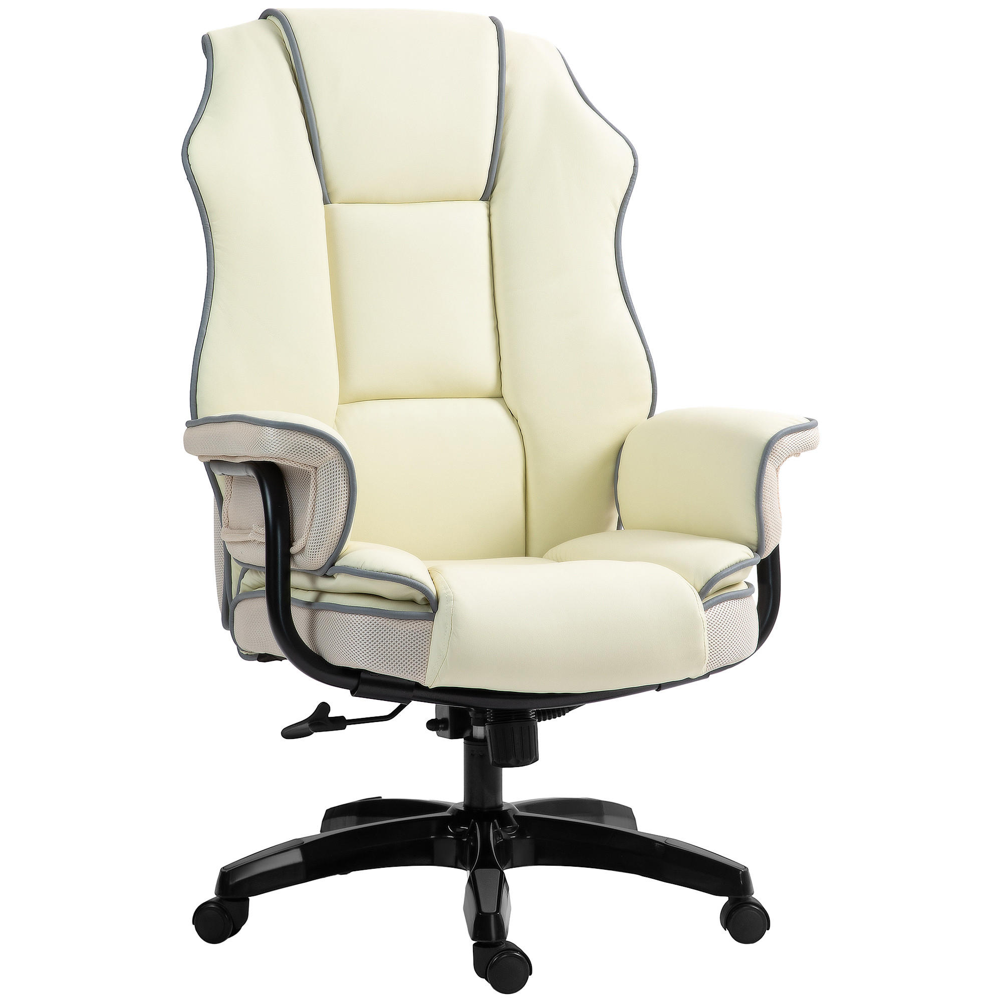 BÜROSTUHL Ergonomisch Schreibtischstuhl mit Liegefunktion, Drehfunktion Creme - Creme, Kunststoff (80/124/76cm) - Vinsetto