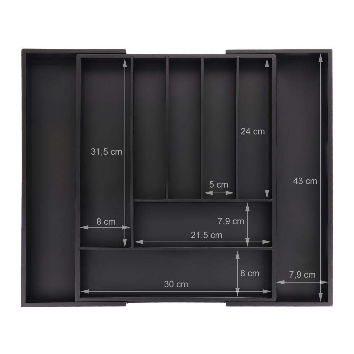 BESTECKKASTEN - Schwarz, Holz/Holzwerkstoff (33.5/5/44.5cm) - Relaxdays