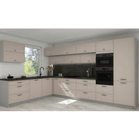 L-FORM KÜCHENZEILE Salo 18-tlg Grau / Kaschmir Matt 387,2 / 266,7 / 207cm - Blum Teilauszug - Kaschmir/Grau, Holzwerkstoff/Metall (387.2/207/266.7cm) - Feldmann-Wohnen