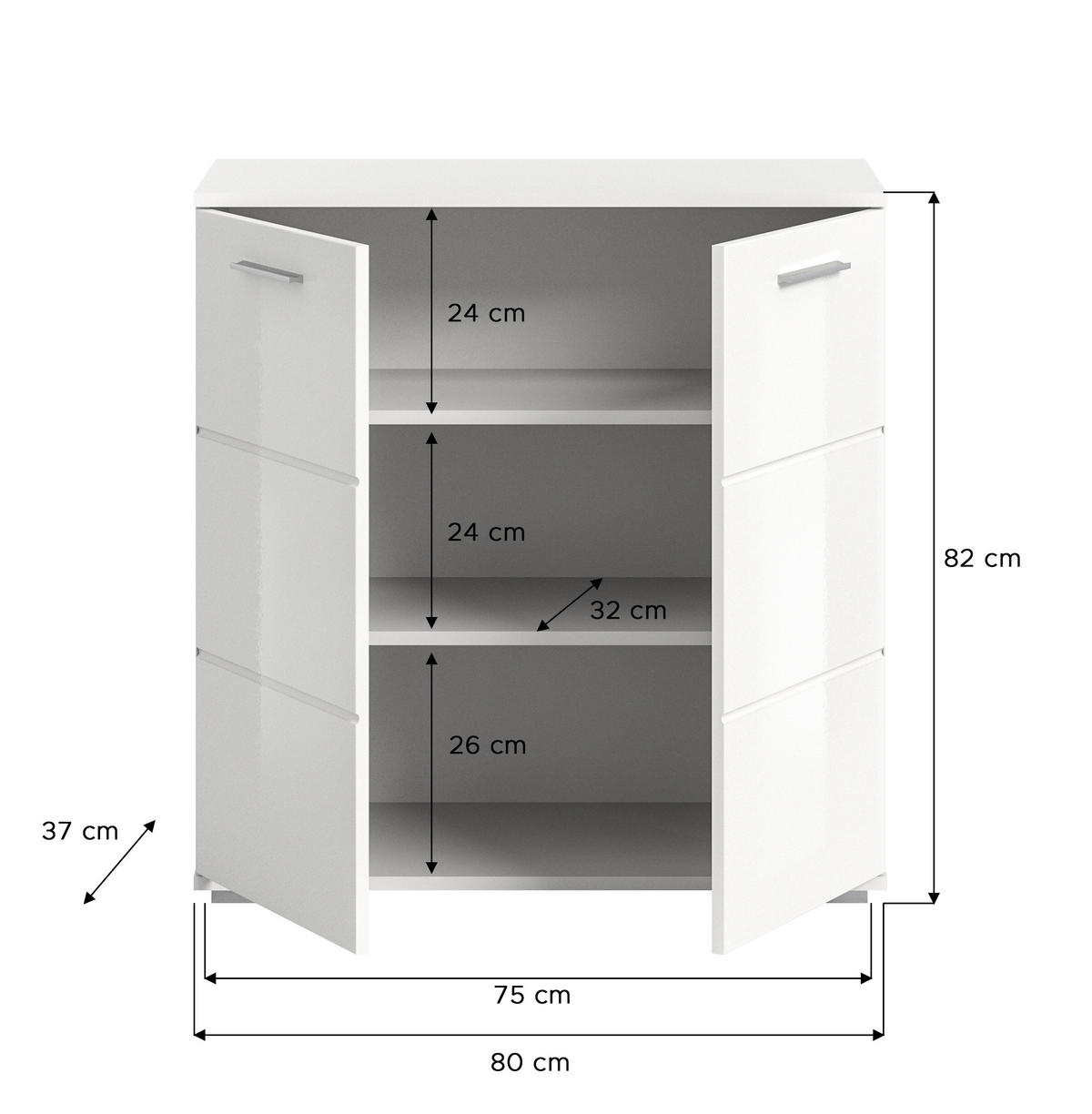 SIDEBOARD weiß - Silberfarben/Weiß, Holzwerkstoff/Kunststoff (80/83/37cm) - ebuy24