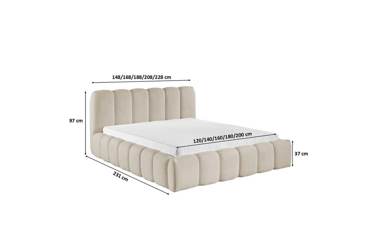 POLSTERBETT Mit Bettkasten, Chenille-Stoff Catch Me, Beige, 200x200 cm, MICANDI - Beige, Holz (200/200cm) - Kaiser Möbel