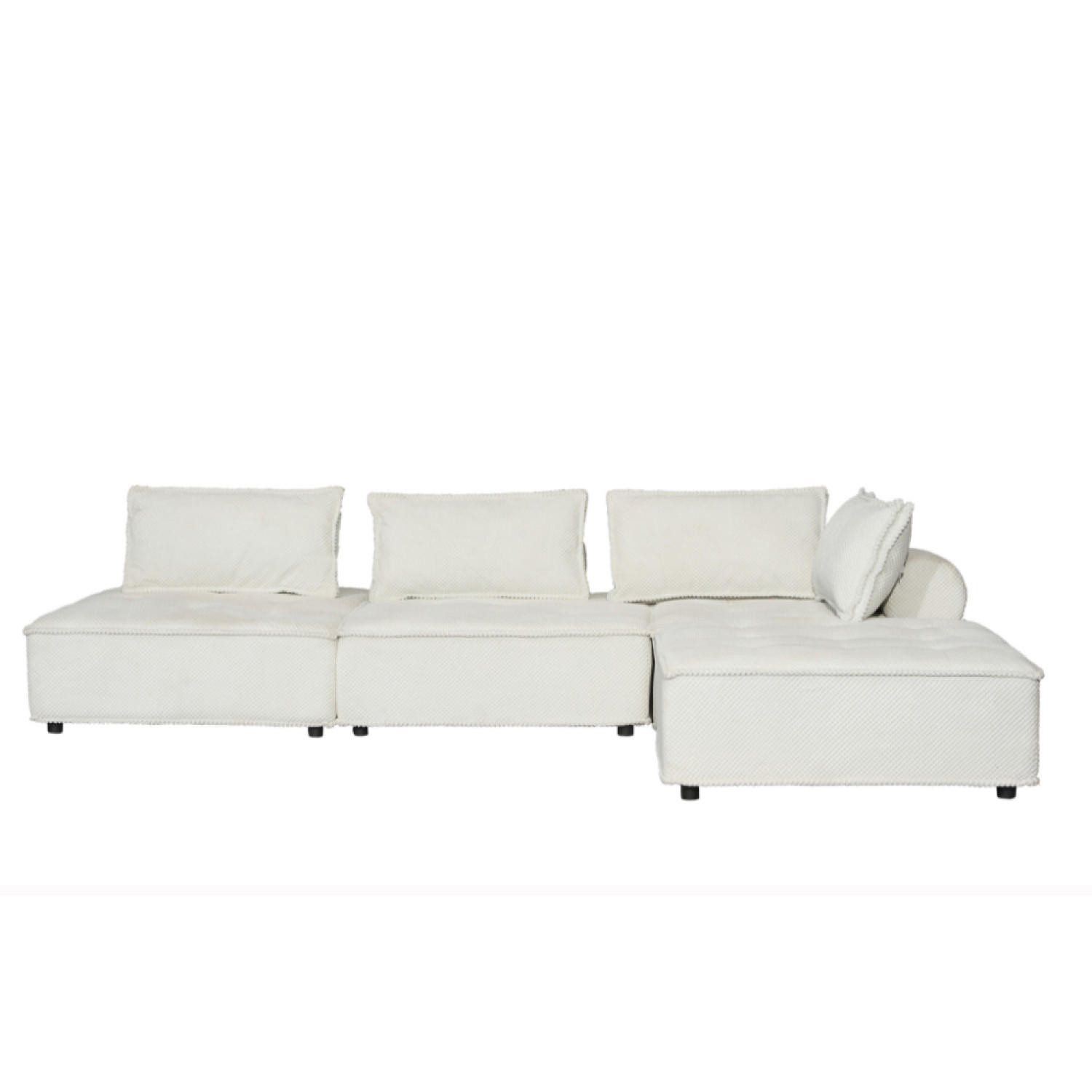 ECKSOFA stava weiß 4-sitzer samt - Weiß, Holzwerkstoff (100/100cm) - Concept Usine