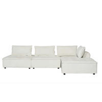 ECKSOFA stava weiß 4-sitzer samt - Weiß, Holzwerkstoff (100/100cm) - Concept Usine