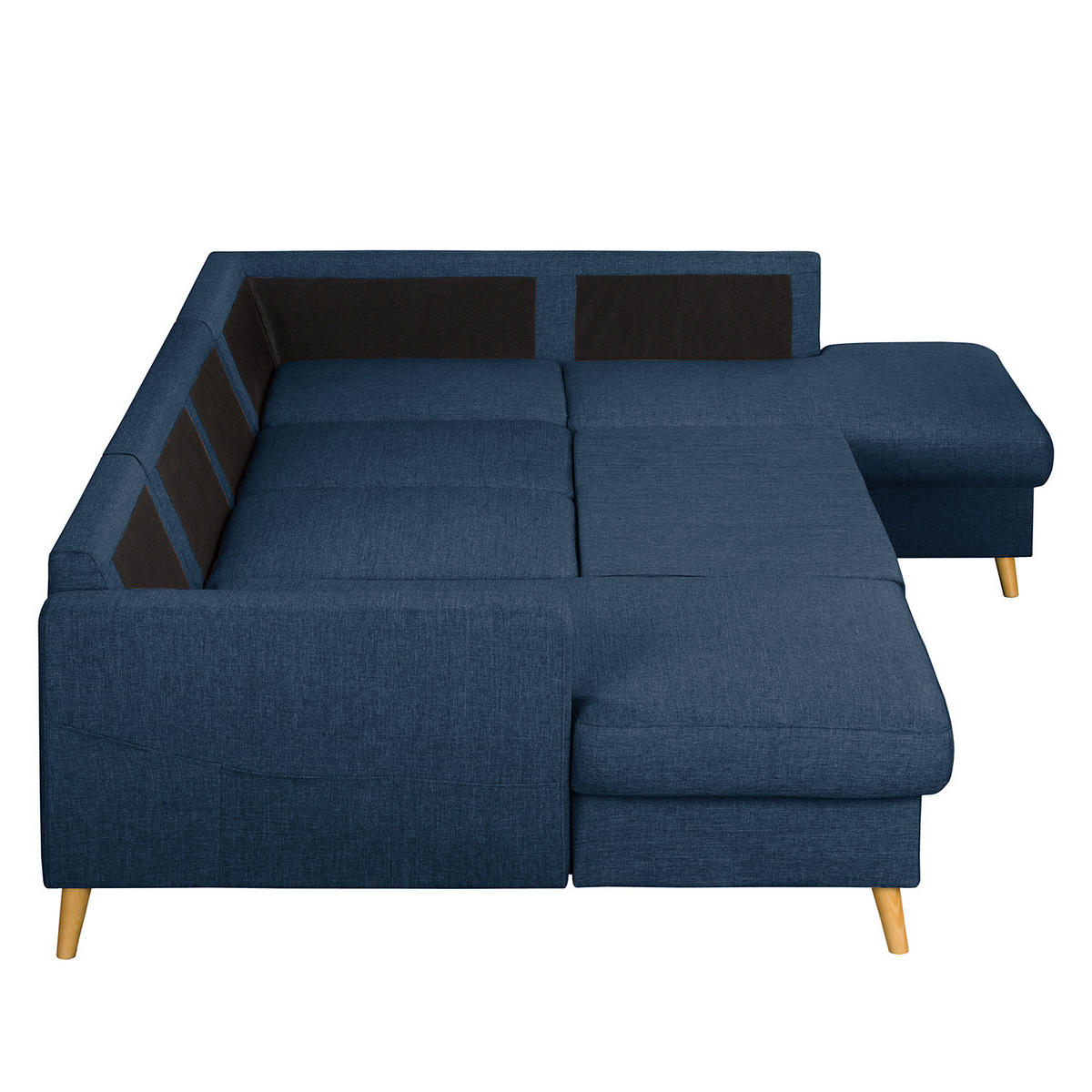 WOHNLANDSCHAFT mit Longchair - Blau/Olivgrün, Textil (290/90/200cm) - home24