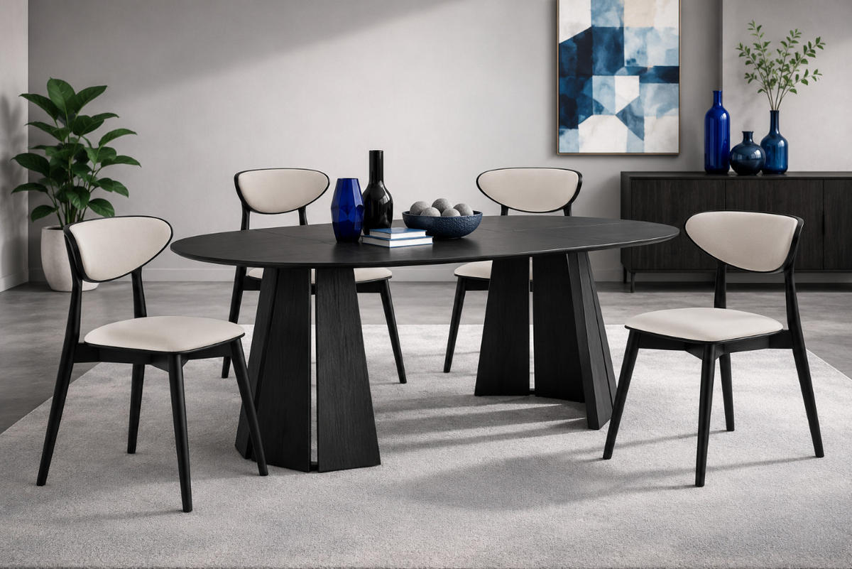 STUHL Ryga II 48 x 45 x 80 cm, mit gepolsterter Rückenlehne und Sitzfläche, weiß, schwarz - Schwarz/Weiß, Metall (48/80/45cm) - Margaret Hadas24