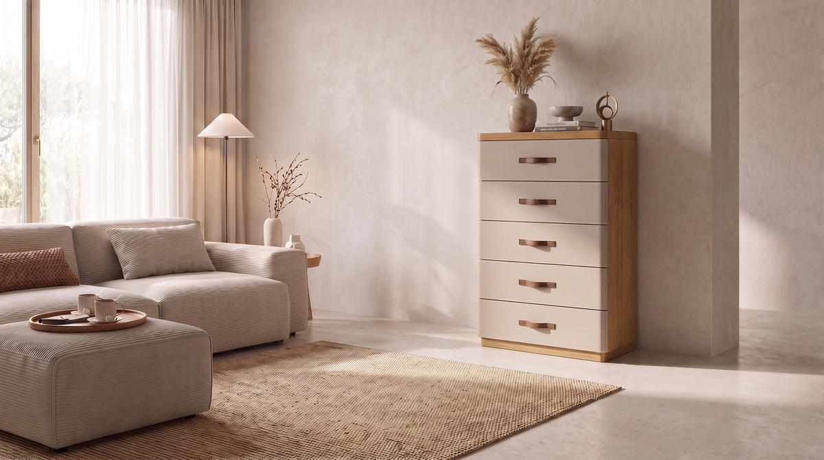 HIGHBOARD FLORIANA Weiß Eiche - Eichefarben/Weiß, Eichenholz/Holz (200/200cm) - KAWOLA
