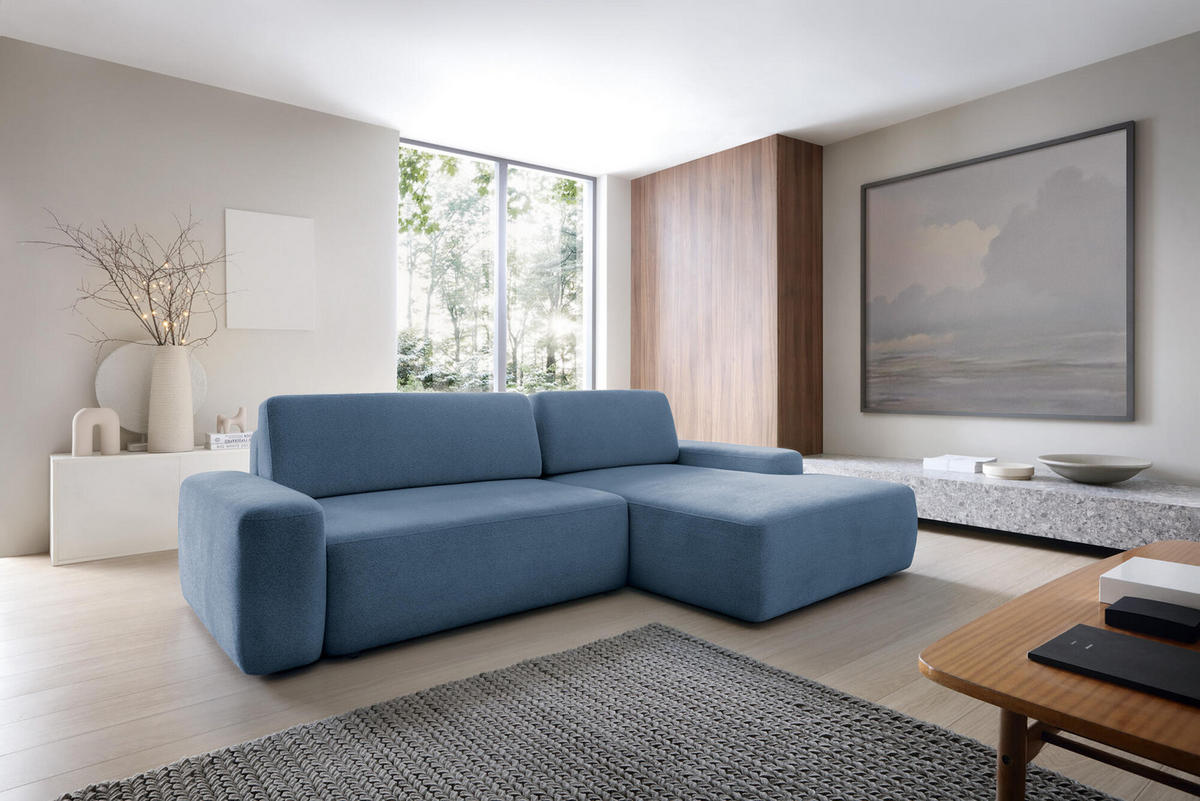 ECKSOFA BOULI Blau 264x162x82 cm - Blau, Textil (264/162cm) - FURNLUX