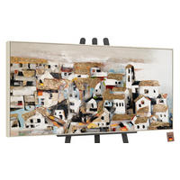 GEMÄLDE Häuschen im Sonnenlicht Schattenfugenrahmen Beige 140x70 cm - Beige, Holz (140/70cm) - YS-art gallery
