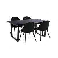 ESSGRUPPE 5-TLG. Tilst Schwarz - Schwarz, Holzwerkstoff/Textil (160/74/90cm) - ebuy24