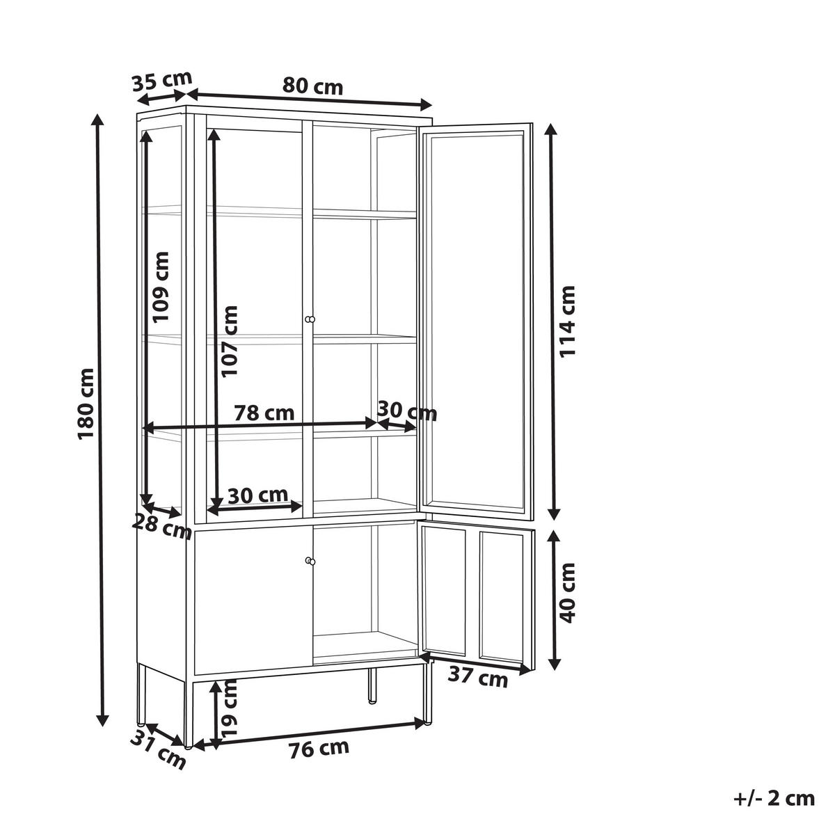 VITRINE Schwarz Oxted - Schwarz, Metall (80/180/35cm) - Beliani
