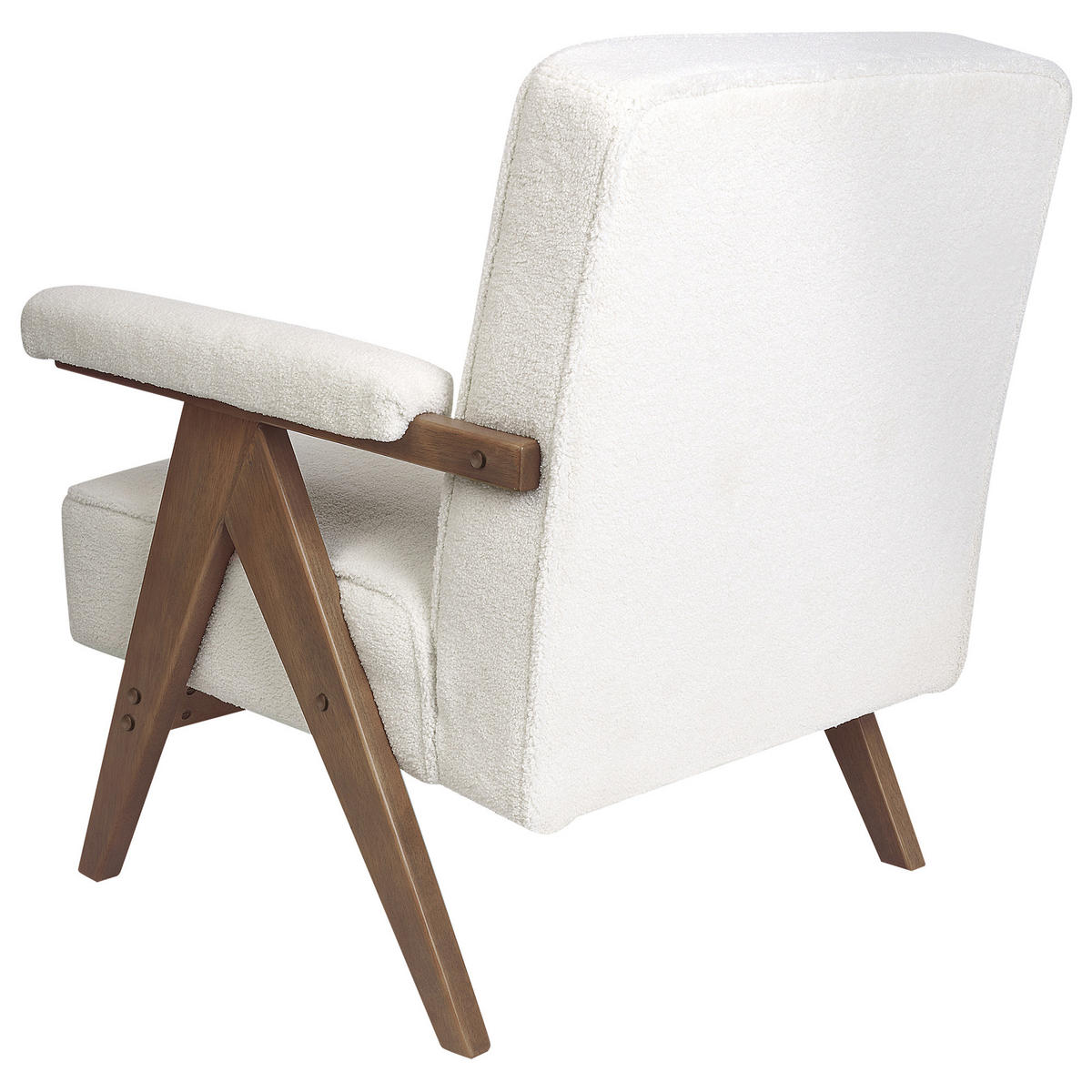 SESSEL Bouclé Cremeweiß Evje - Dunkelbraun/Weiß, Textil (65/81/57cm) - Beliani