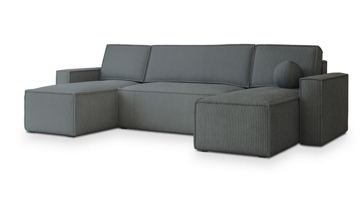 ROHOVÁ SEDAČKA PESANO šedá - šedá, dřevo/textil (306/140cm) - MASSENO