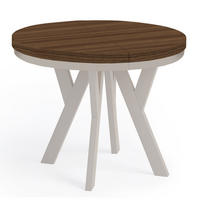 ESSTISCH Runder Ausziehbarer PERO 90/140 mit einem Ring-Gestell, Franklin Nuss/Kaschmir - Kaschmir/Dunkelbraun, Holz (90/140/77cm) - Dekori_Interiors