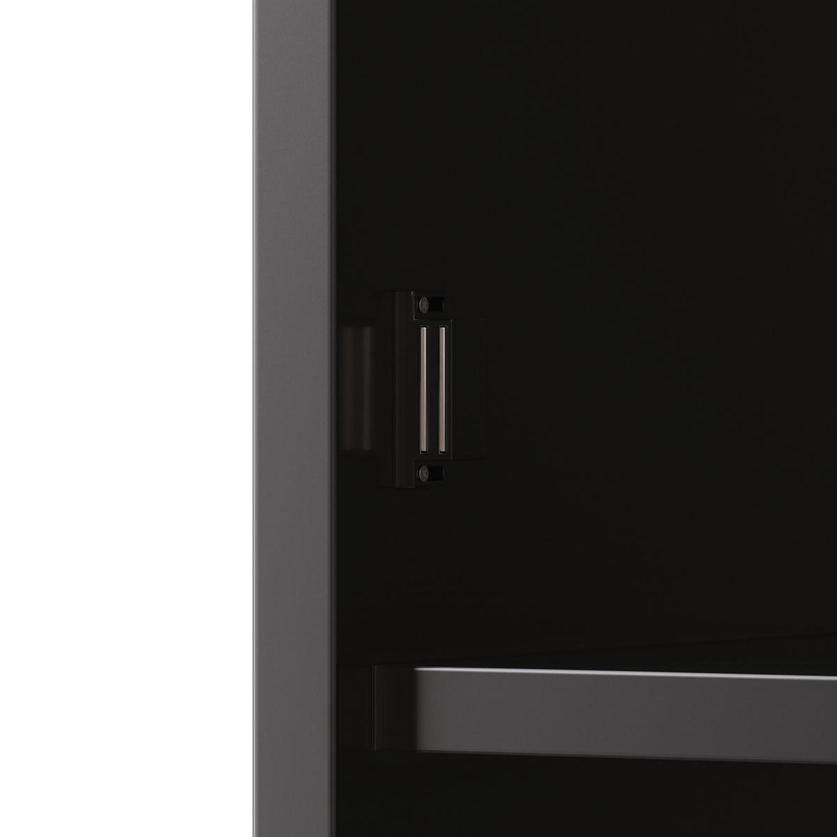 GESCHIRRSCHRANK aus MDF+Glas 120x40x176cm in Schwarz mit LED & Steckdose - Schwarz, Holzwerkstoff (120/176/40cm) - Modfu