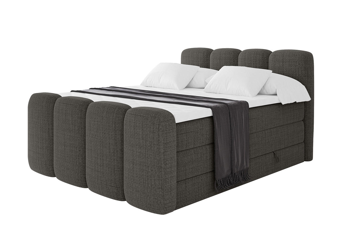 BOXBETT mit Matratze H3|H4 und Lattenrost - NINA-Z KING - 140x200 cm - Grau - Grau, Holzwerkstoff (140/200cm)