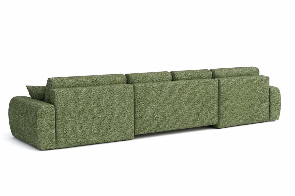 ECKSOFA Mit Schlaffunktion Und Bettkasten U-Form Ivo U, Chenillestoff Artico, Moss - Grün, Holz (342/142cm) - Kaiser Möbel