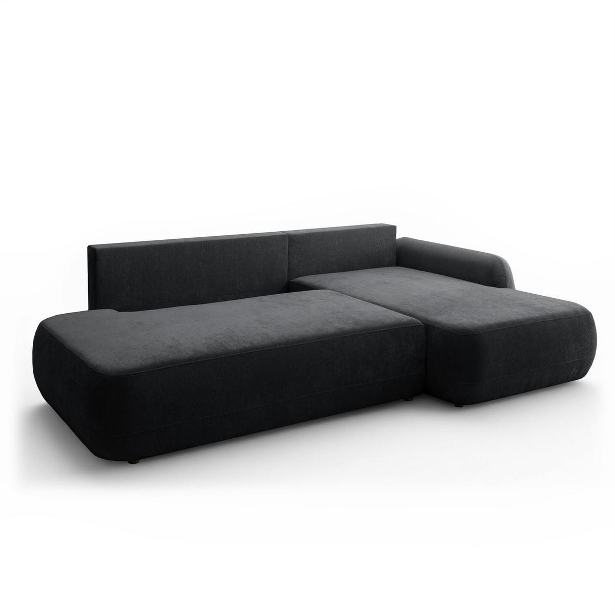 ECKSOFA GOYA mit Schlaffunktion und Bettkasten, Rechte, Perfect Harmony 90 - Graphitfarben, Textil (302/184cm) - Lookway