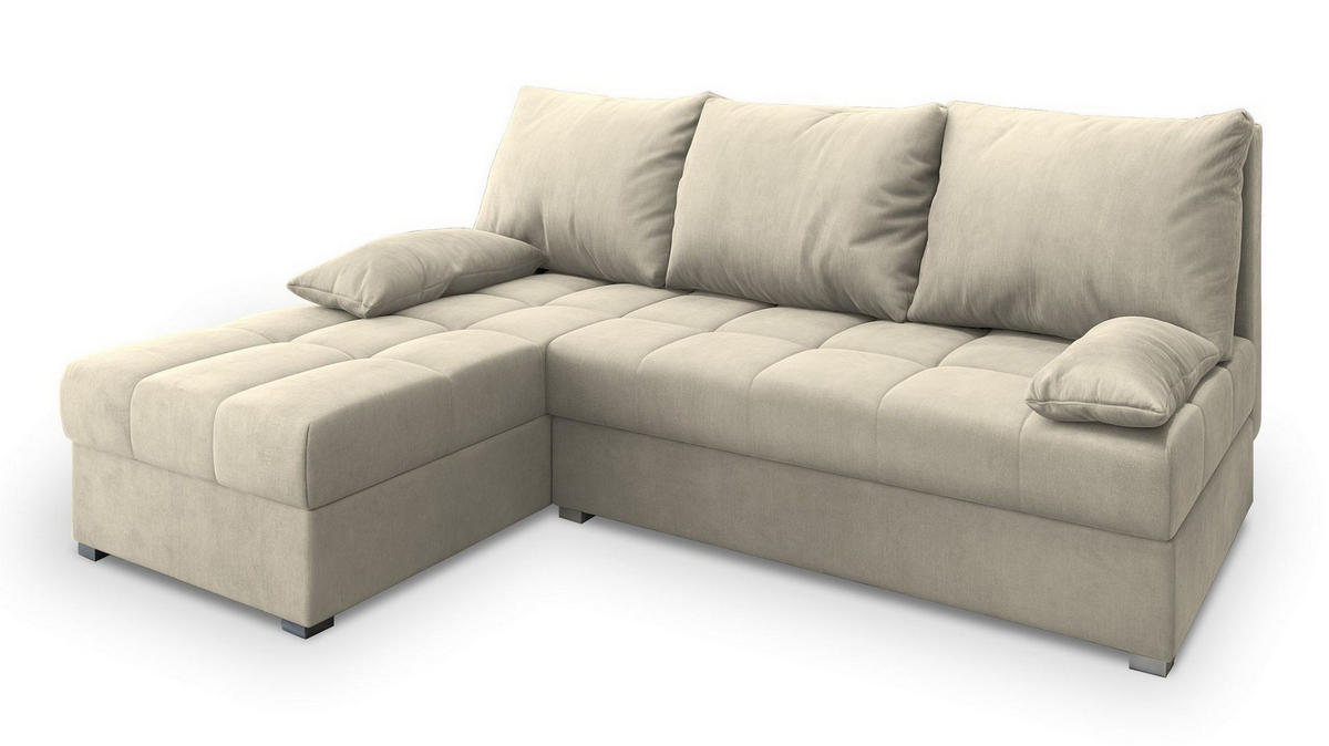 ROHOVÁ SEDAČKA RITA krémová - šedá/krémová, dřevo/textil (200/140cm) - MASSENO