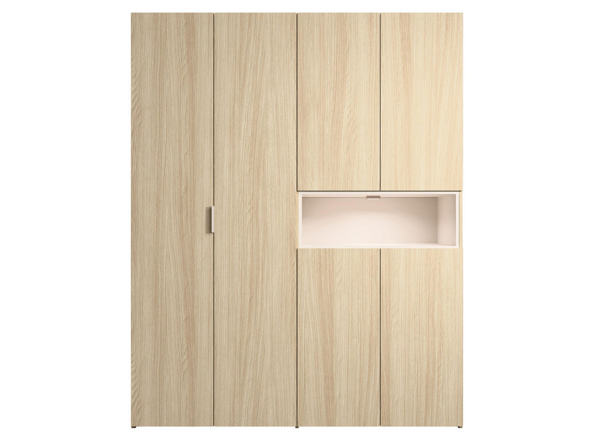 KLEIDERSCHRANK VARENO 20 - 161×202×58 cm 6 Türen mit Beleuchtung Barista Eiche / Wüstensand - Sandfarben/Eichefarben, Holzwerkstoff (161/202/58cm) - Milaros Markt