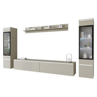 WOHNWAND Vera II mit weißer LED Beleuchtung - Greige, Holzwerkstoff (30/130/33cm) - MIRJAN24