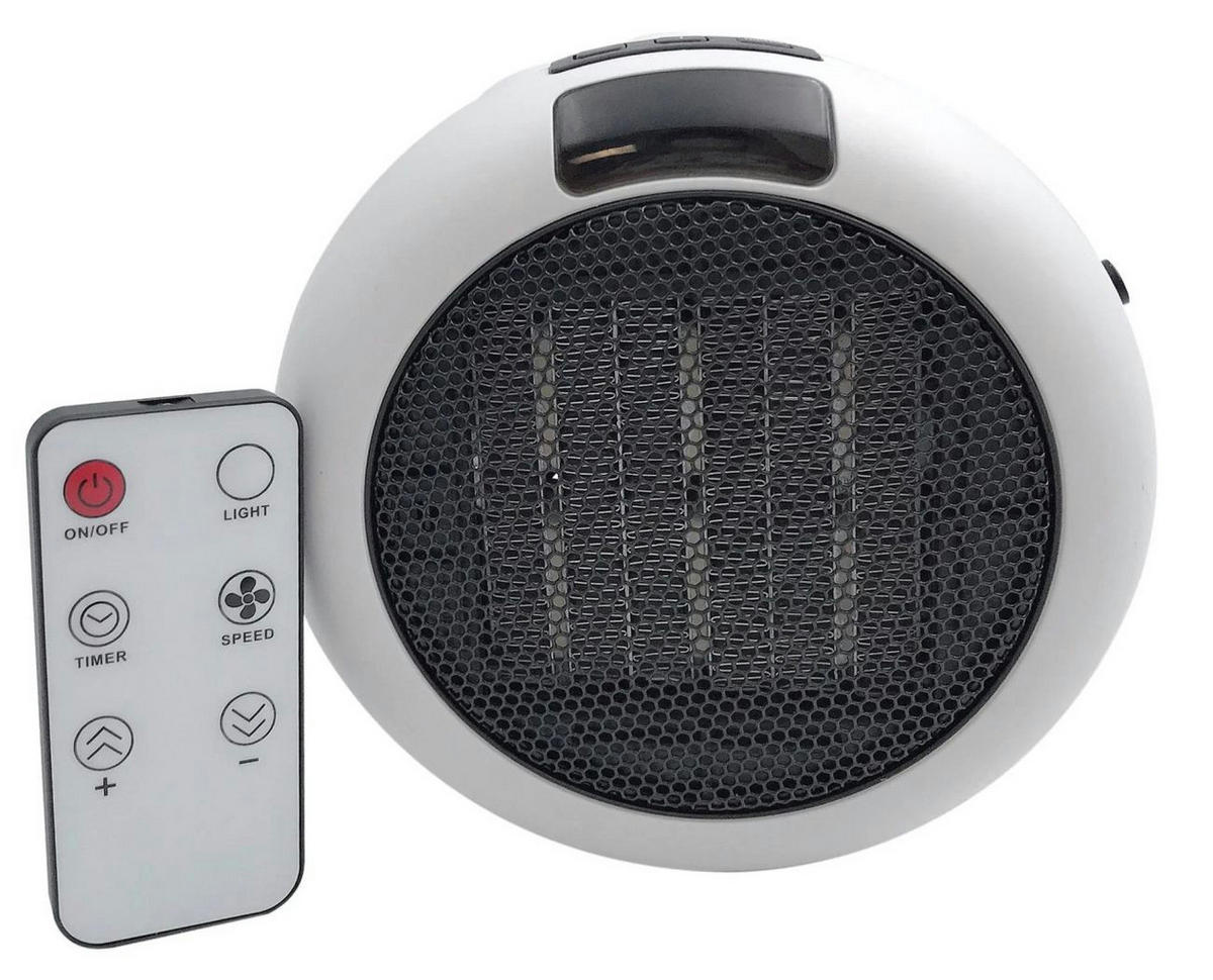 HEIZGERÄT Steckdosenheizer, mit Fernbedienung, kompakt, weiß - Weiß, Kunststoff (1.4/1.1/1.4cm) - Westfalia