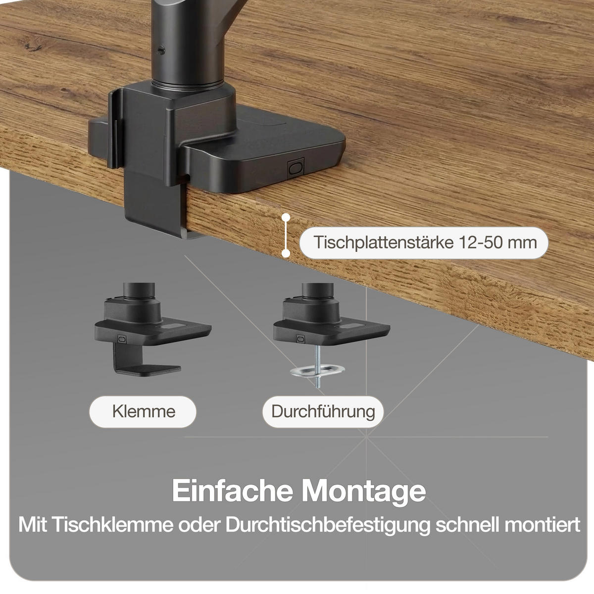 MONITORARM in schwarz mit Gasfeder für 17–49 Zoll Monitore bis 20kg / Schwarz - Schwarz, Metall (22/43/13cm) - ASSMANN