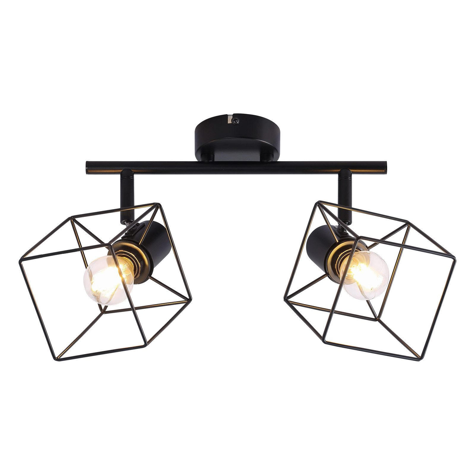 STRAHLER Fürth 2-flammig 26.8/10/17 cm - Schwarz, Metall (26.8/10/17cm) - Nettlife