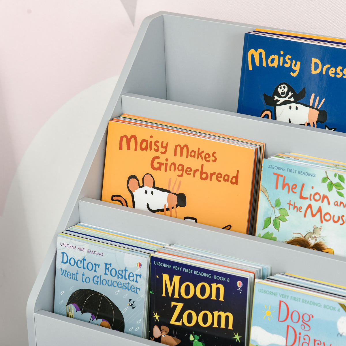 KINDERBÜCHERREGAL - Grau, Holzwerkstoff (29.9/90/60cm) - HOMCOM