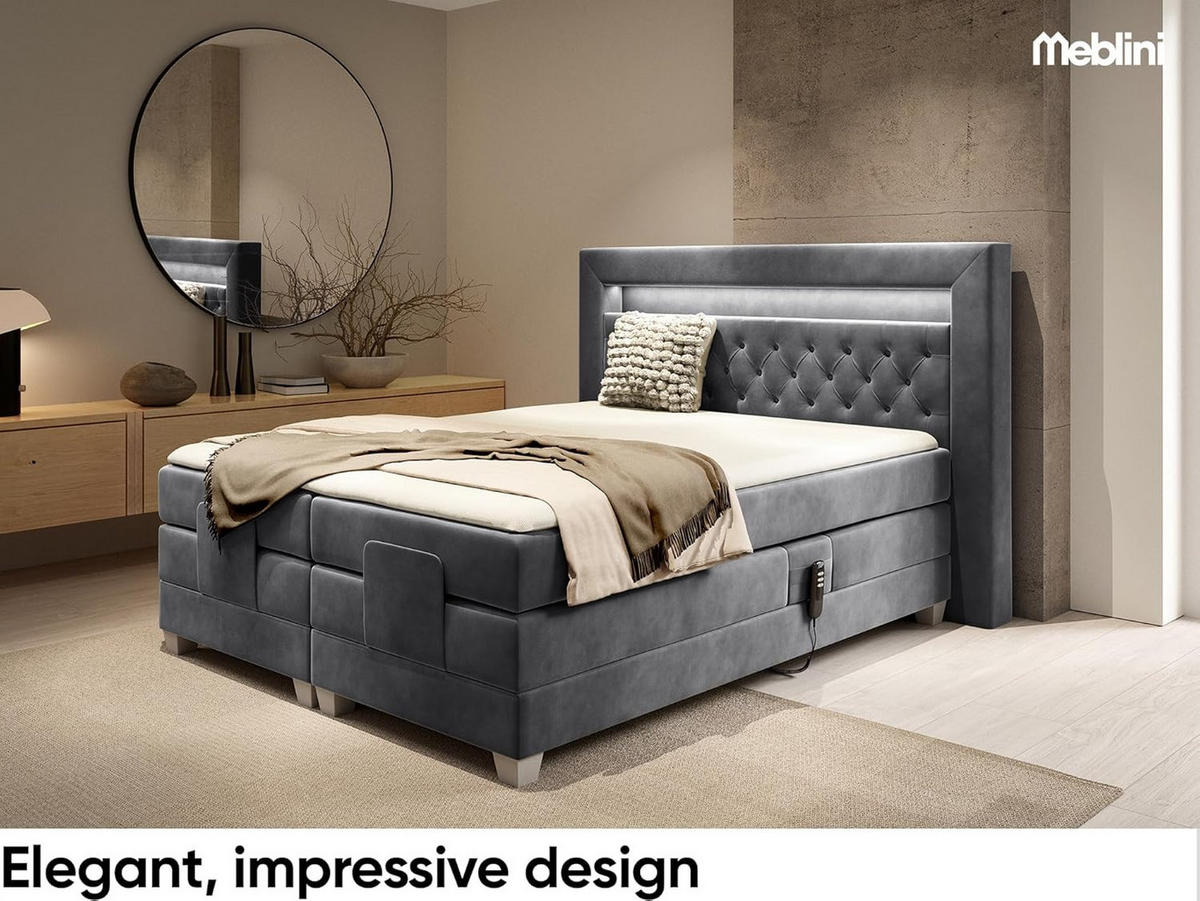 BOXSPRINGBETT SANTORE - Dunkelgrau, Holzwerkstoff (120/200cm) - Meblini