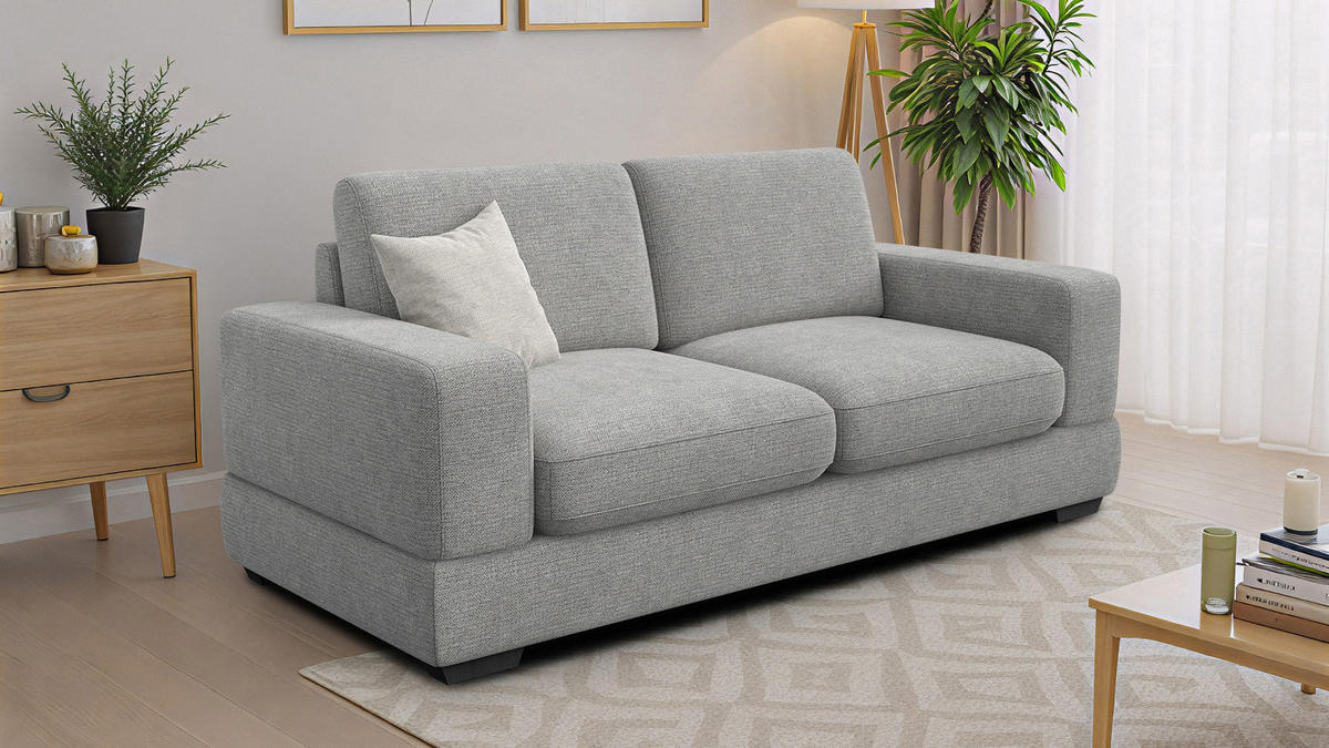 SOFA OTTO 3-Sitzer, grau - Schwarz/Grau, Holz/Textil (201/89/98cm) - Courtois Laville