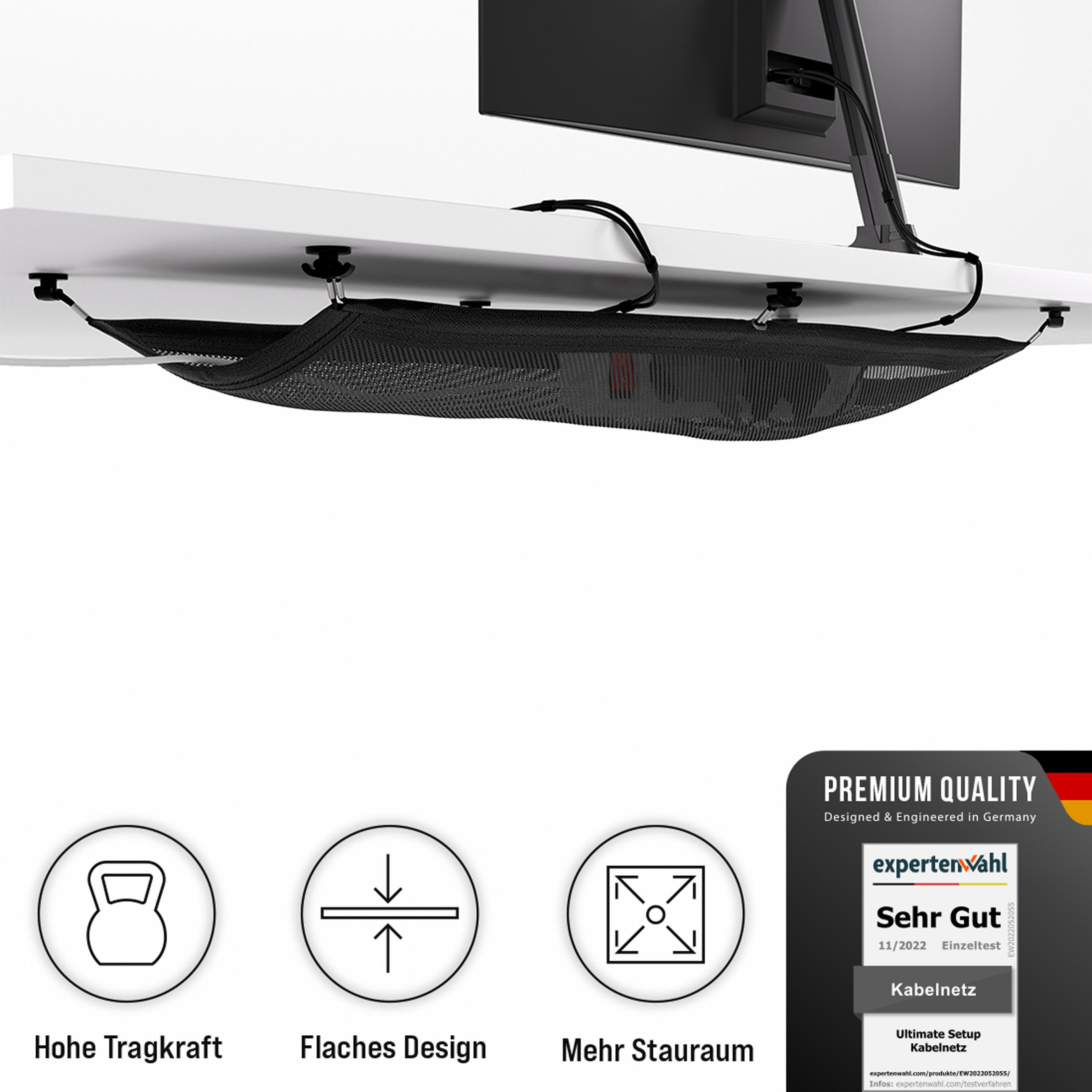 KABELNETZ Schreibtisch - Kabelmanagement - Schwarz - Schwarz, Kunststoff (24/63.5/0.25cm) - Ultimate Setup