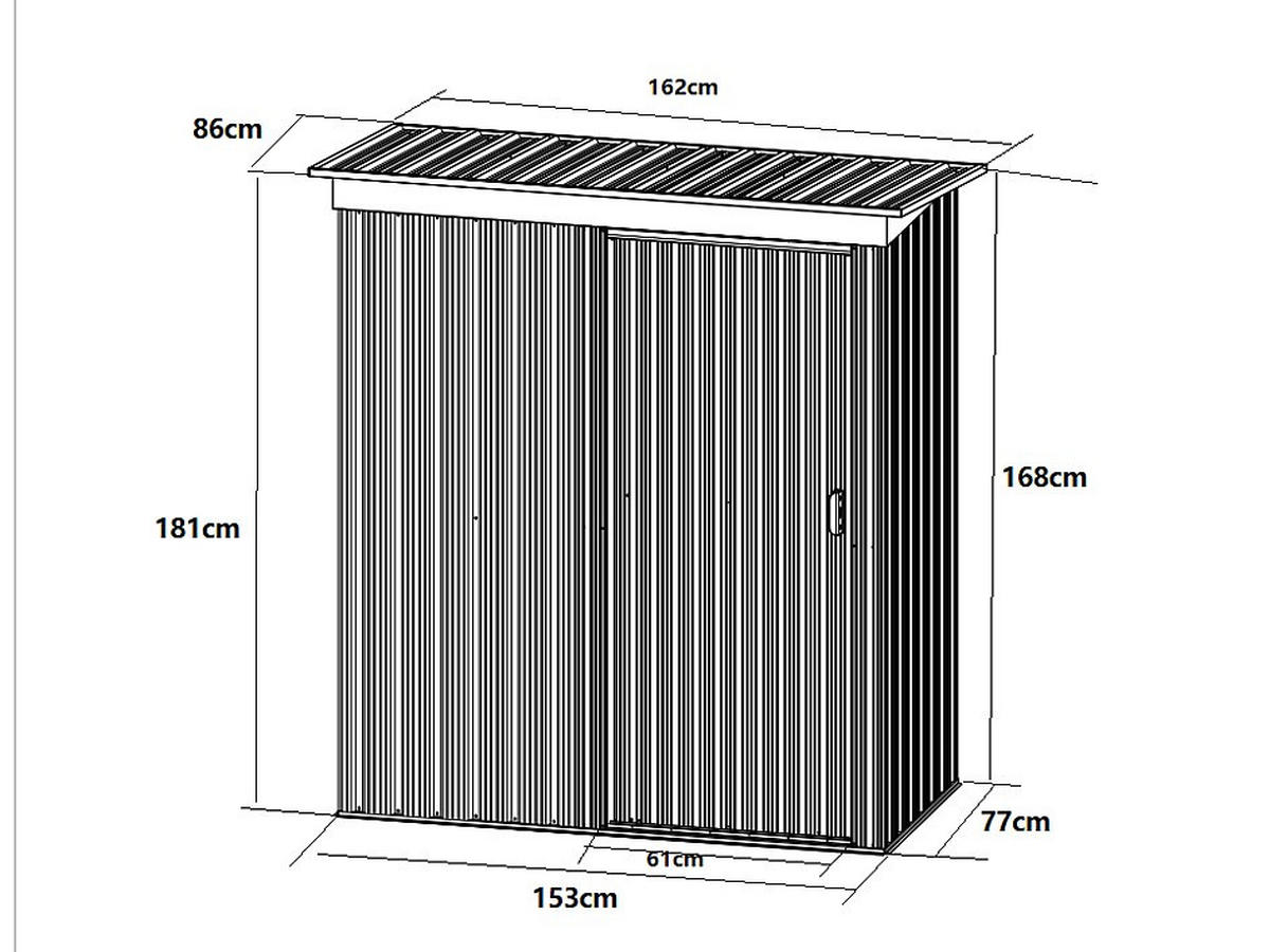 SCHREBERGARTENHAUS - 153 cm x 77 cm - metall - anthrazitgrau Biron - Anthrazit, Metall (153/168/77cm) - Vente-Unique
