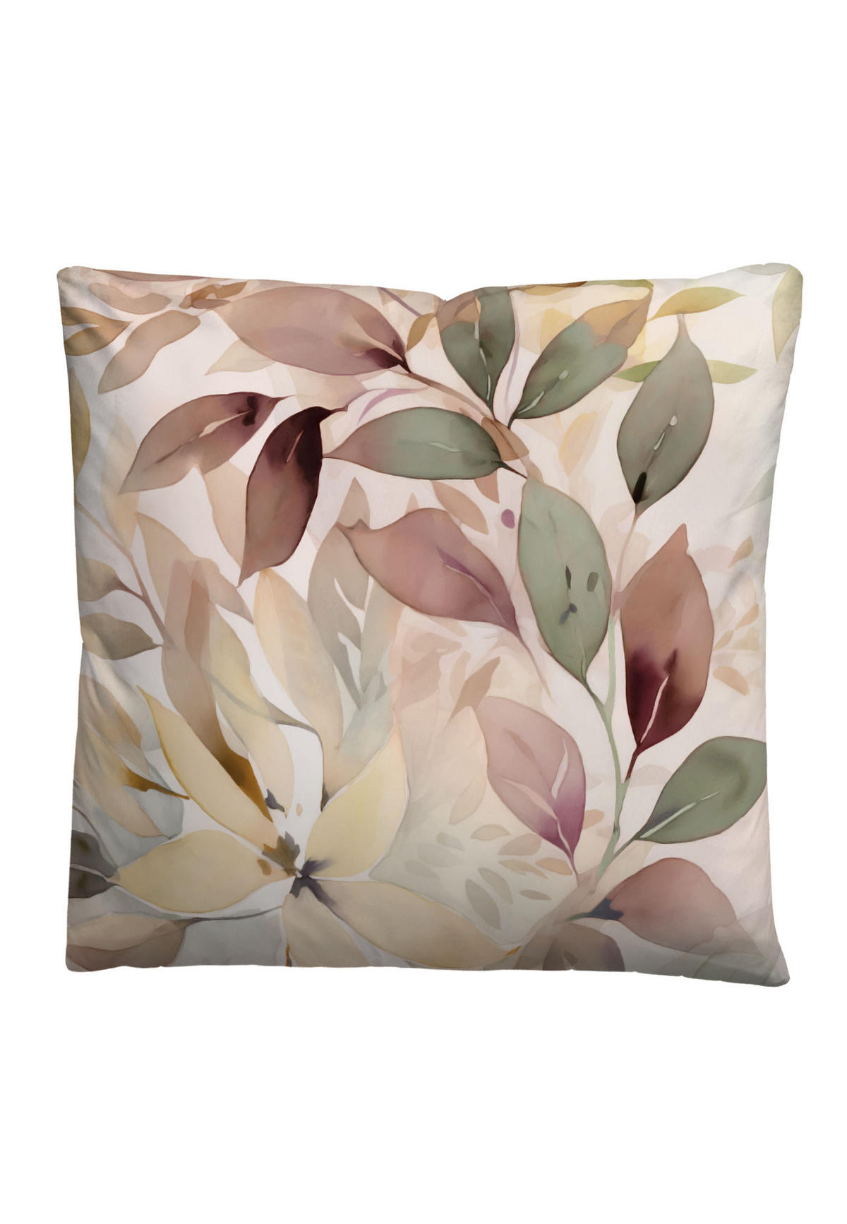 BETTWÄSCHE-GARNITUR Satin Blätterranke macchiato, 135x200 cm + 80x80 cm - Cappuccino, Textil (135/200cm) - biberna