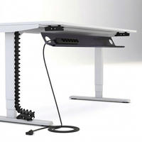 KABELMANAGEMENT-SET Horizontaler Kabelkanal Flex-big / Plus Vertikale Kabelführung + 6-fach Steckdose Schwarz 1280mm - Schwarz, Metall (16/128/10cm) - ASSMANN