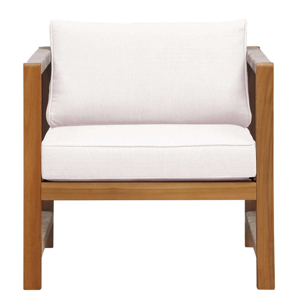 LOUNGEGRUPPE - 5-teilig - Akazie massiv / Polyester - Braun / Beige - Beige, Holz/Textil - home24