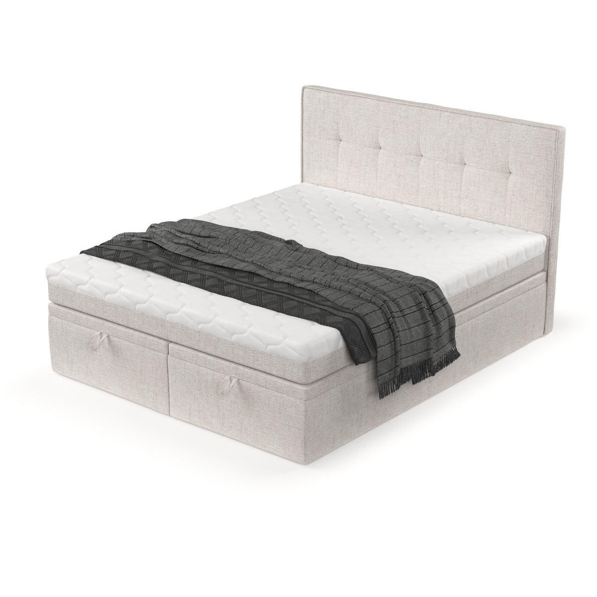 BOXBETT Arivo 180/200 cm Hellbeige im Neve Stoff - Sandfarben/Schwarz, Holz/Holzwerkstoff (180/200cm) - AltaBeds