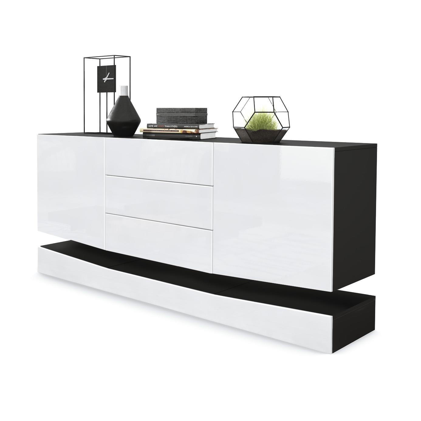 Vladon Sideboard Weiß Hochglanz 178x82x39 cm
