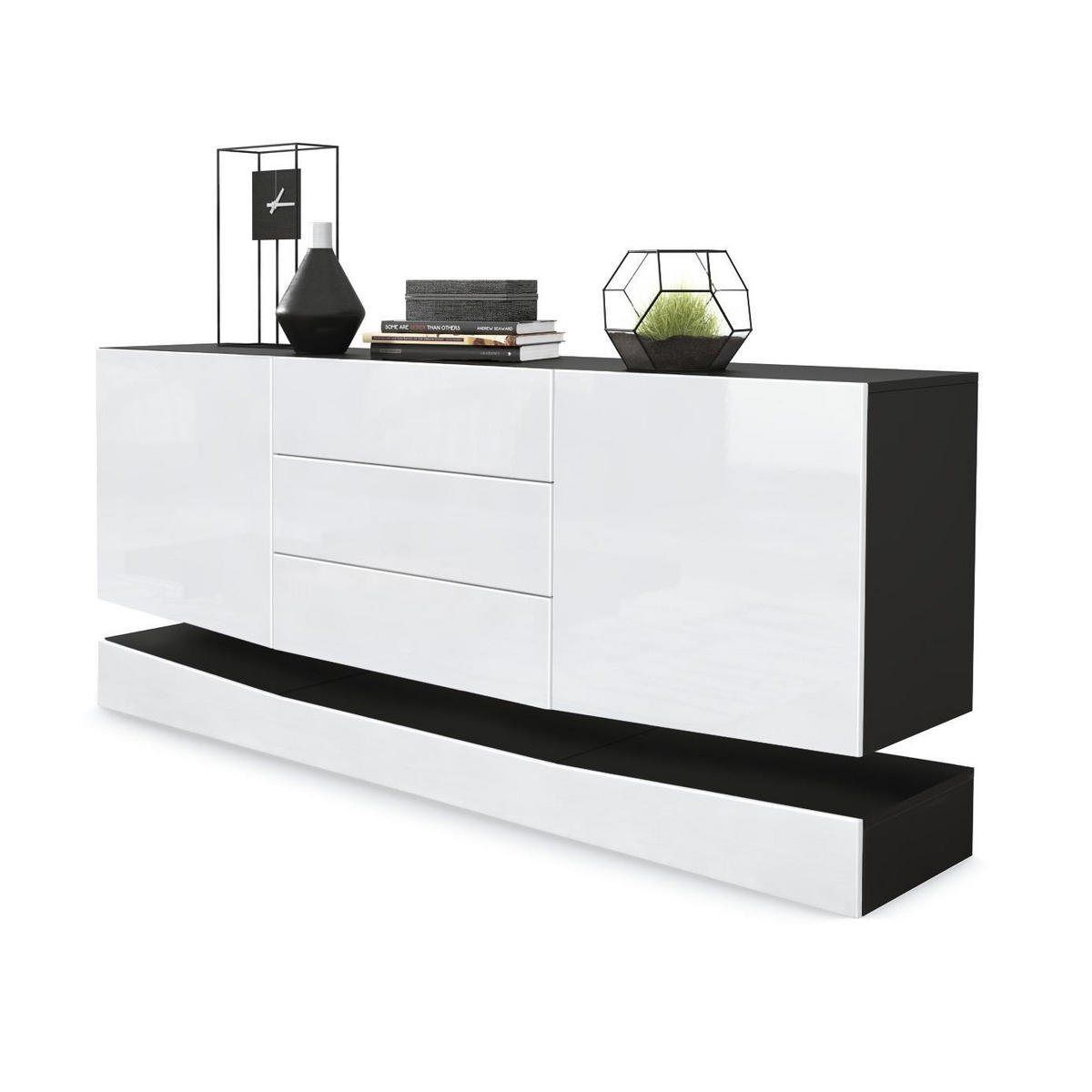 SIDEBOARD City Fronten in Weiß Hochglanz - Weiß Hochglanz, Holzwerkstoff (178/82/39cm) - Vladon