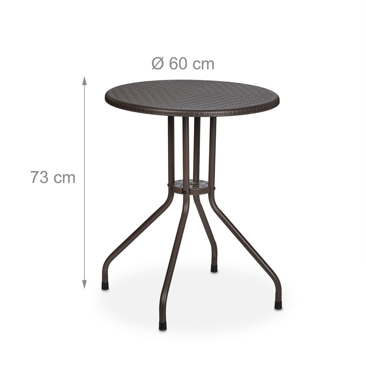 GARTENTISCH - Braun, Kunststoff/Metall (60/60/73cm) - Relaxdays